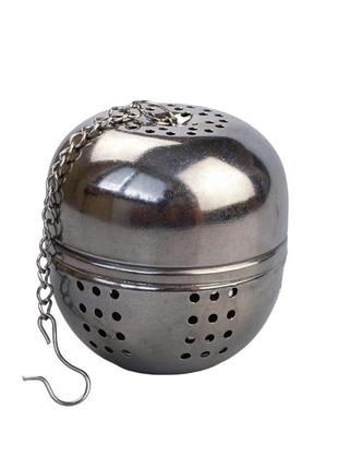 Заварник для листового чая шар 17,5 см на цепочке нержавеющая сталь1 фото