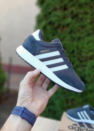 Кросівки жіночі осінь — зима adidas iniki сірі з білим4 фото