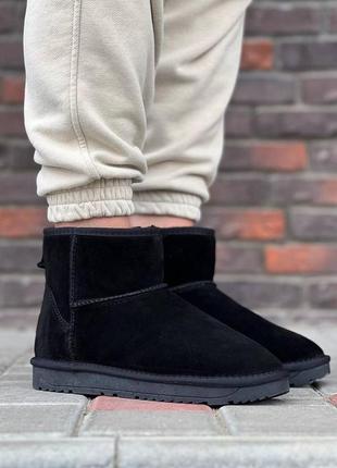 Мужские черные замшевые сапоги уги-ugg  осень-зима код-01135 фото