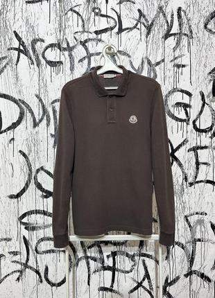 Лонгслив moncler, оригінал, slim fit, трендовий, коричневий, люкс, повсякденний, красивий, зручний, з логотипом