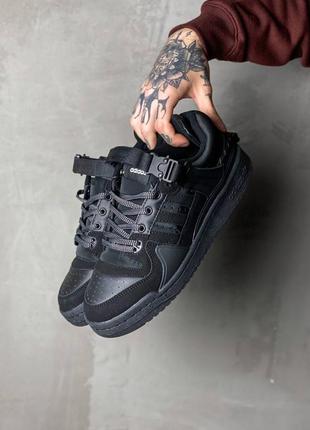 Кросівки жіночі / чоловічі чорні замшеві adidas color bad bunny x forum low black