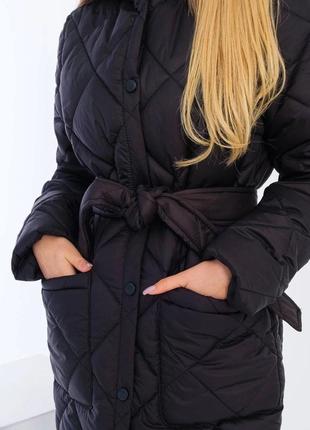 Пальто женское стеганое зима беж и черный цвет4 фото