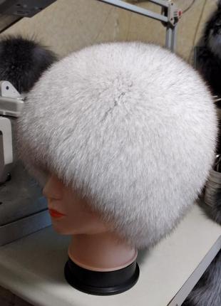 Меховая женская шапка из песца. модель снопик