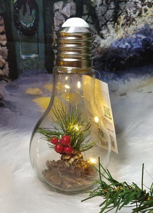 Лед лампа світильник ночник скляний декор різдвяна декорація