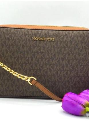 Сумка michael kors jet set large printed logo crossbody bag оригинал