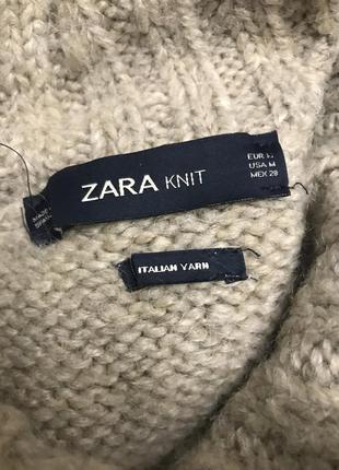 Трикотажное платье миди с высоким воротником zara, овсяное платье с высоким воротником из шерсти и мохера3 фото