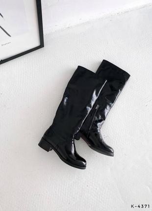 Натуральные лакированные сапоги трубы