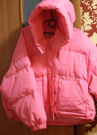 Женская куртка пуховик, куртка цвет барби,зимняя куртка4 фото