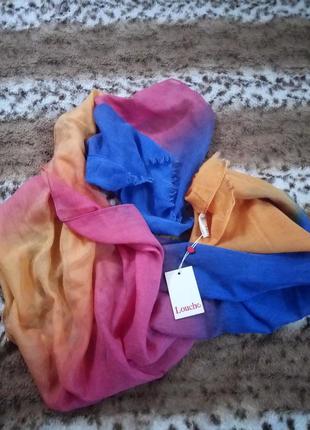 Яркий шарф палантин градиент радуга1 фото