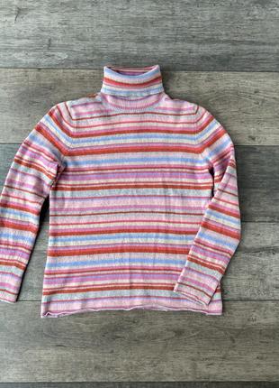 Різнокольоровий вовняний гольф светр в смужку  benetton