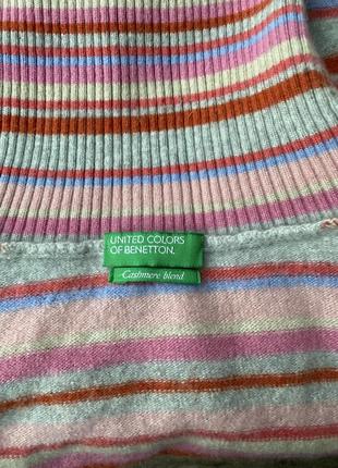 Різнокольоровий вовняний гольф светр в смужку  benetton5 фото