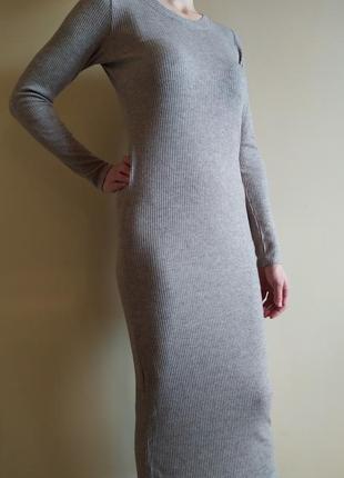 Длинное платье в мелкий рубчик2 фото