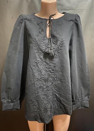 Шикарная блузка с вышивкой блуза лен хлопок