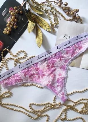 Victoria's secret pink xl 44 46 ажурні трусики стрінги