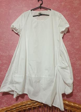 Wendy trendy брендовая белоснежная асимметричная блуза туника рубашка р 46