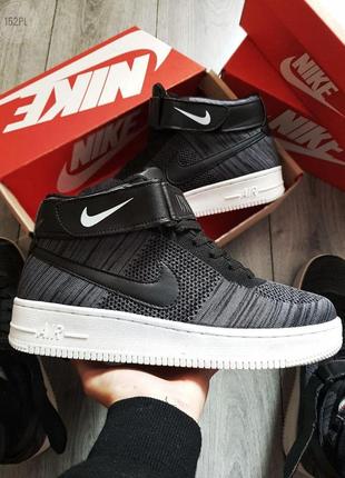 Nike air force ultra flyknit high dark grey мужские кроссовки2 фото
