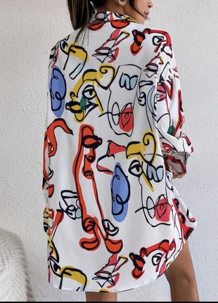 Платье-рубашка с заниженными плечами и абстрактным рисунком shein размер 50 xl2 фото