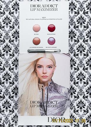 Набір пробників dior addict lip maximizer 4 відтінки блиска плампера + аплікатор для губ