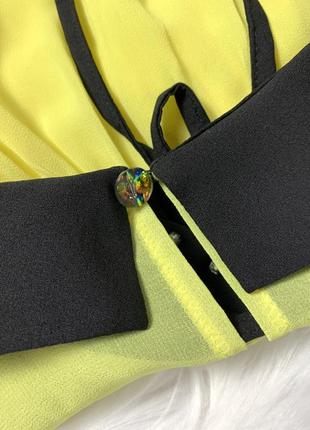 Стильна жовта вільна шифонова блузка з коміром від zarga4 фото