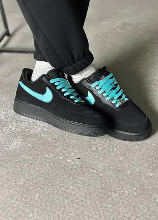 Кросівки жіночі / чоловічі чорні nike air force 1 low x tiffany