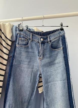 Актуальные комбинированные джинсы5 фото