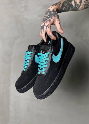 Кросівки жіночі / чоловічі чорні nike air force 1 low x tiffany4 фото