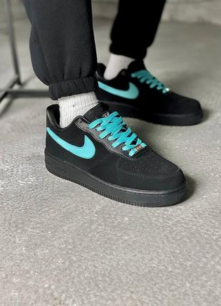 Кросівки жіночі / чоловічі чорні nike air force 1 low x tiffany2 фото