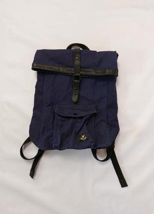 Рюкзак lyle and scott roll top indigo backpack  jeans/leather1 фото