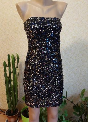 Блискуча сукня, сукня в авйєтки, коктейльна сукня р хс-с