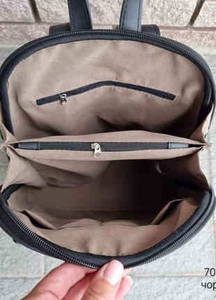Женский стильный, качественный рюкзак-сумка для девушек эко кожи черный9 фото