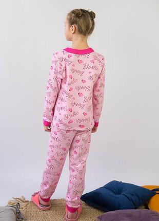 Теплая пижама барби, теплая пижама с барбы, хлопковая пижама с начесом р.86-1344 фото