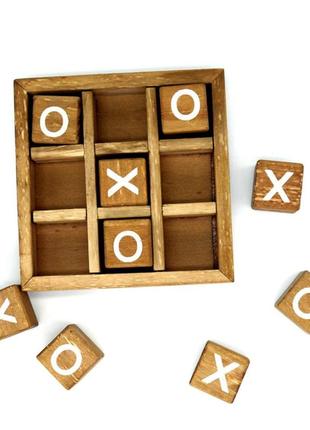 Настольная игра крестики-нолики из дерева resteq. деревянные крестики-нолики 115*115*30 мм. детская настольная3 фото