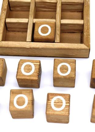 Настольная игра крестики-нолики из дерева resteq. деревянные крестики-нолики 115*115*30 мм. детская настольная2 фото