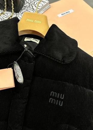 Куртка пуховик в стиле miu miu вельвет черная зима2 фото