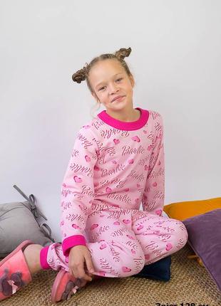 Теплая пижама барби, теплая пижама с барбы, хлопковая пижама с начесом р.86-1343 фото