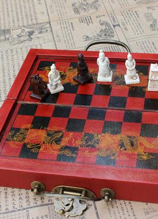 Шахматная доска в китайском стиле 21 x 21 см. шахматы. шахматная доска с фигурами