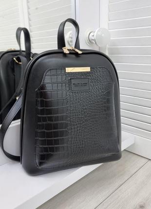 Женский стильный, качественный рюкзак-сумка для девушек эко кожи черный3 фото