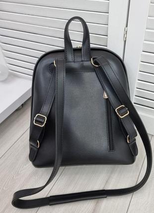 Жіночий стильний, якісний рюкзак-сумка  для дівчат еко шкіри чорний7 фото