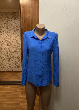 Новая синяя рубашка жатка primark размер 44-46-48