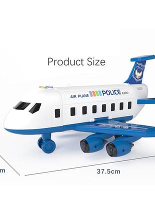 Игрушечный самолет полиции со звуковыми и световыми эффектами, машинками и аксессуарами. интерактивная модель3 фото