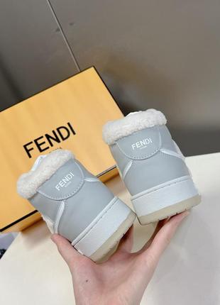 Кеди зимові хайтопи кросівки снікерси на овчині  fendi5 фото