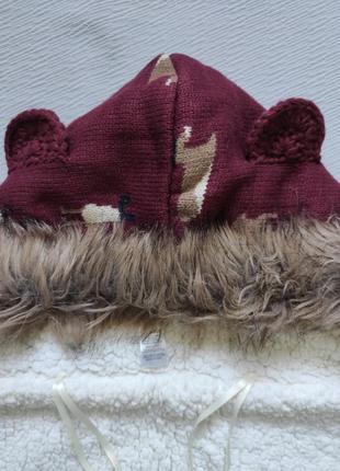 Мегакрута тепла шапка шарф із вушками на хутрі 2в1 tu3 фото