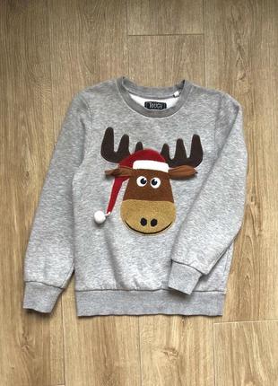 Свитшот на флисе с оленем 9 лет