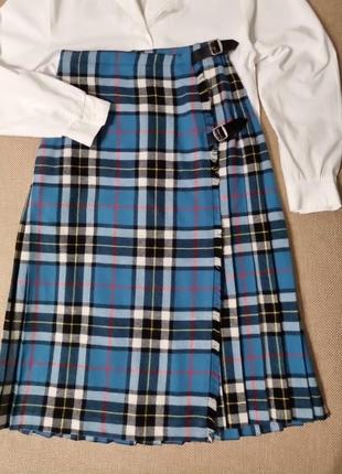 Винтажная шерстяная плиссированная юбка кол от moffat weaves с кожаными ремешками2 фото
