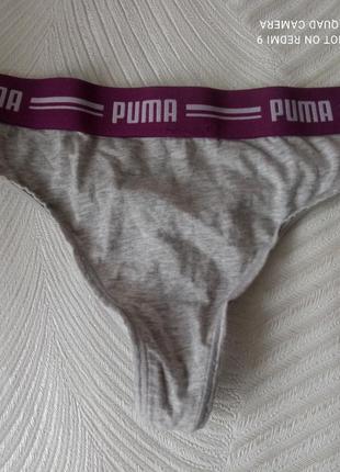 Серые хлопковые трусики танга фирмы puma размер м1 фото