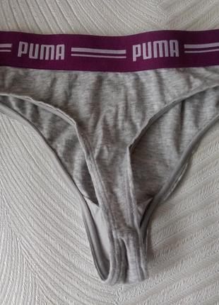 Серые хлопковые трусики танга фирмы puma размер м2 фото