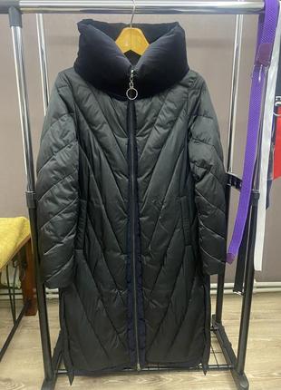 Пальто стьоганк зимове довге жіноче, пальто пуховик довгий1 фото