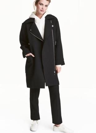 Черное демисезонное пальто косуха h&amp;m.2 фото