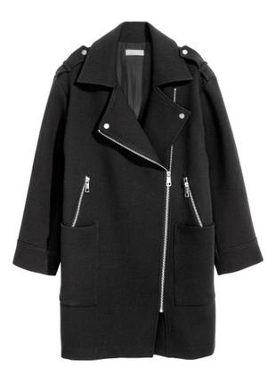 Черное демисезонное пальто косуха h&m.