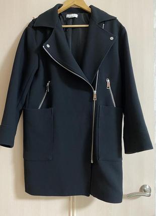 Черное демисезонное пальто косуха h&amp;m.3 фото